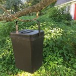 A 3 gallon compost bin with handle and lid. It fits under most kitchen sinks.